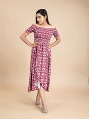 Maroon Floral Printed A-Line Mini Dress